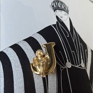 Gold Angel on Letter J Brooch